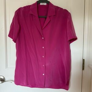 Aritzia Fuchsia Short Sleeve Button-Up Shirt